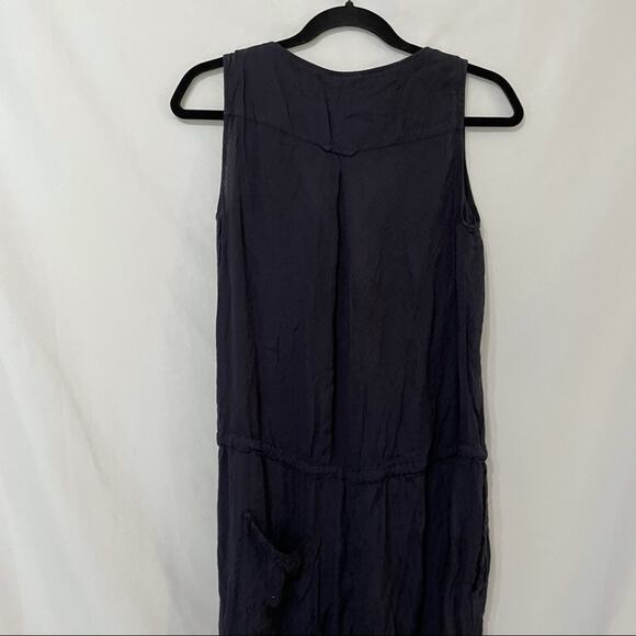 Zara Blue Sleeveless Button Cinch Waist Jumpsuit Womens M Pocket Casual Spring - Picture 8 of 9